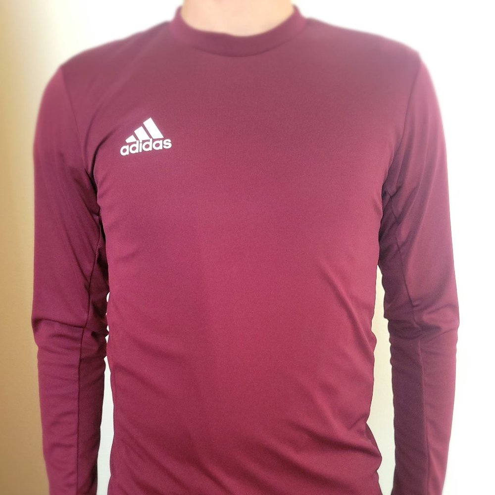 adidas Climalite Creator Long Sleeve T-Shirt in Dark Red, Maroon